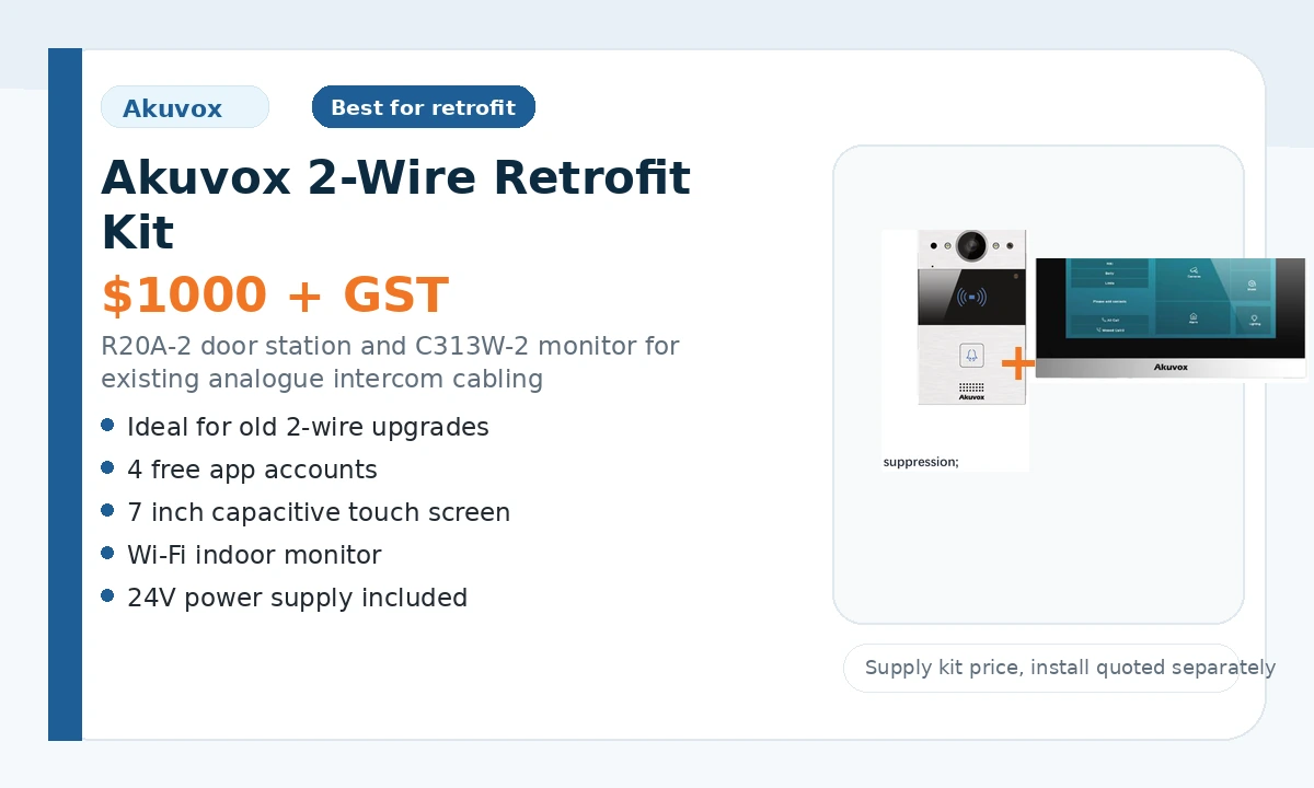 Akuvox R20A-2 and C313W-2 two wire intercom kit