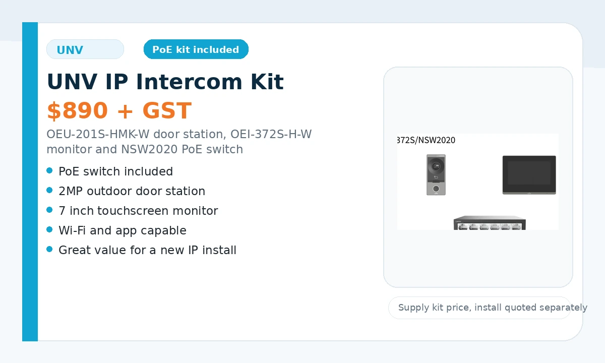 UNV IP intercom kit with PoE switch